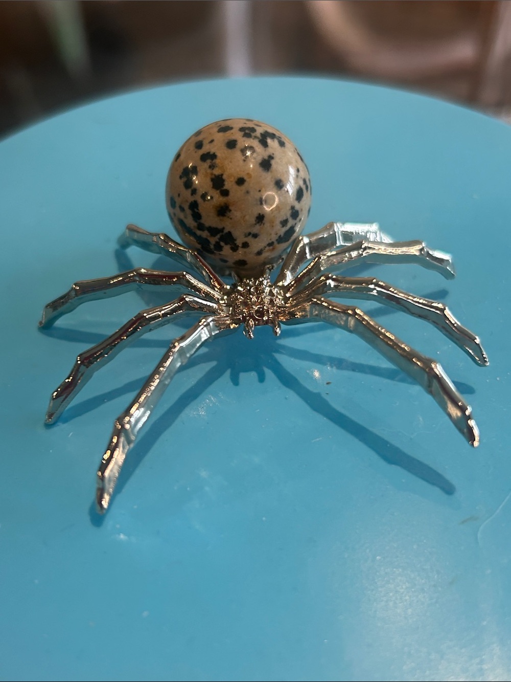 Dalmatian Stone Silver Spider 2.5”x 2”Known As “The Stone Of Friendship” NWT - Picture 4 of 6